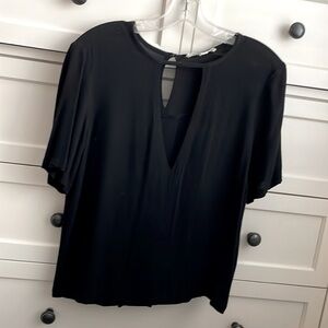 Dance & Marvel Women’s Black Deep V Neck w/ Half Sleeve Blouse - Size Large